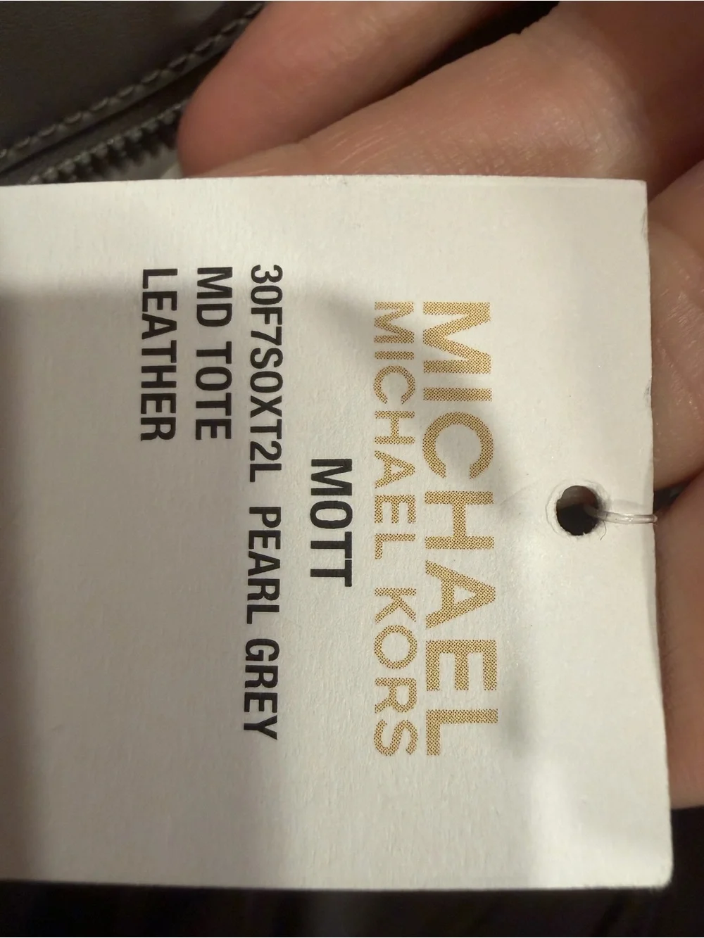 NWT Michael Kors Leather Signature Tote in Pearl Grey